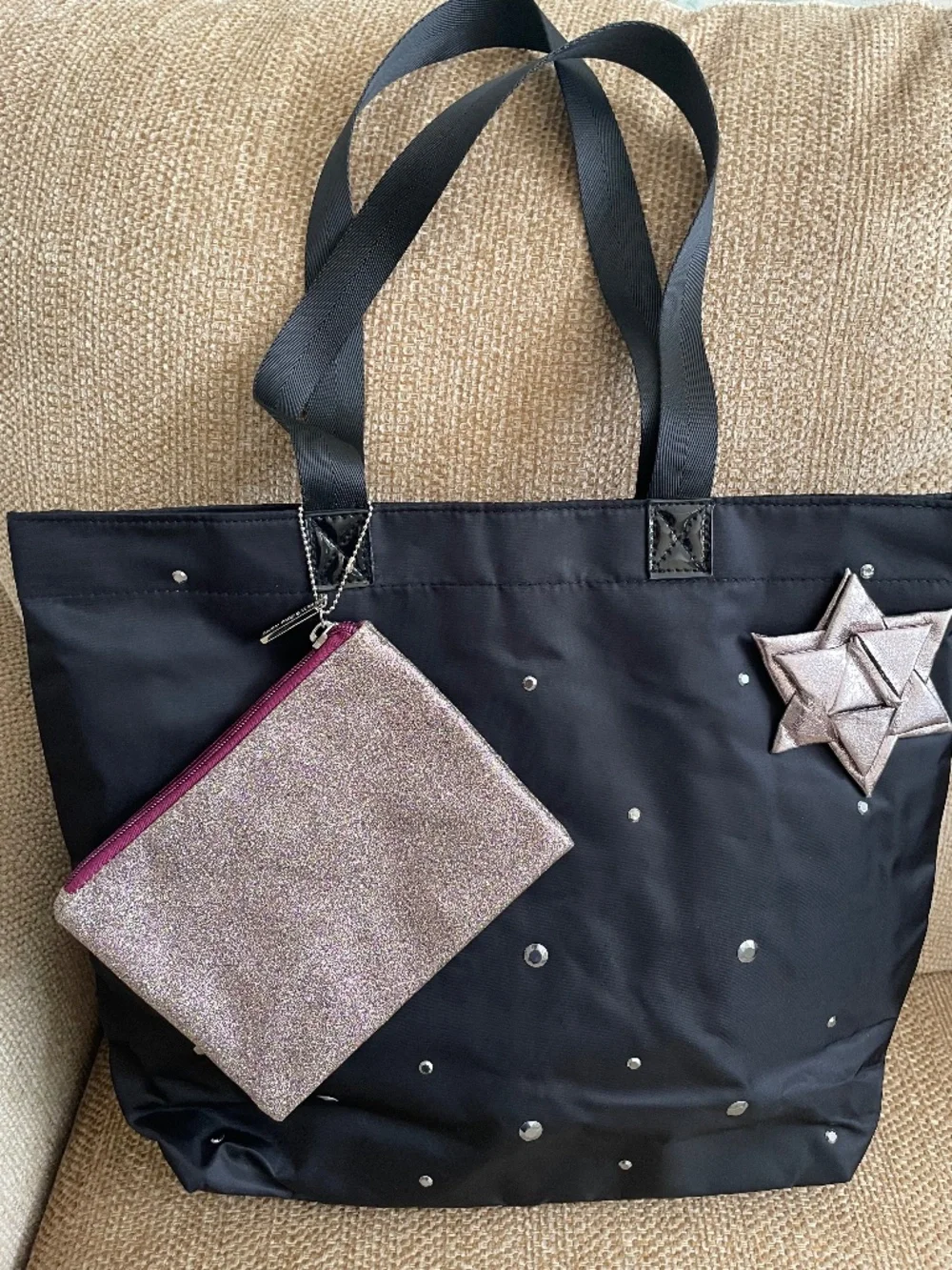 Bath&Body Works Large Black Sparkle and Shine Tote